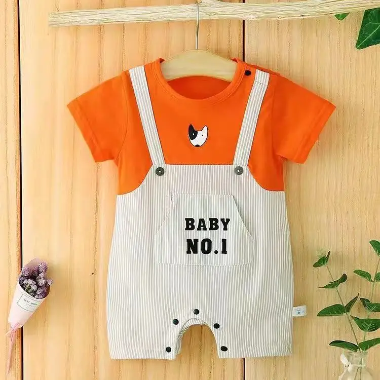 Детский комбинезон с коротким рукавом для мальчиков и девочек |