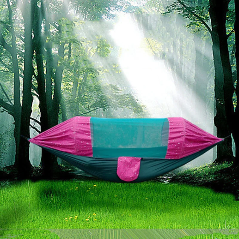 

Cloth Quick Parachute Opening Mosquito Net Outdoor Camping Parent Child Activities Garden Printing Sun Shading Double Hammock