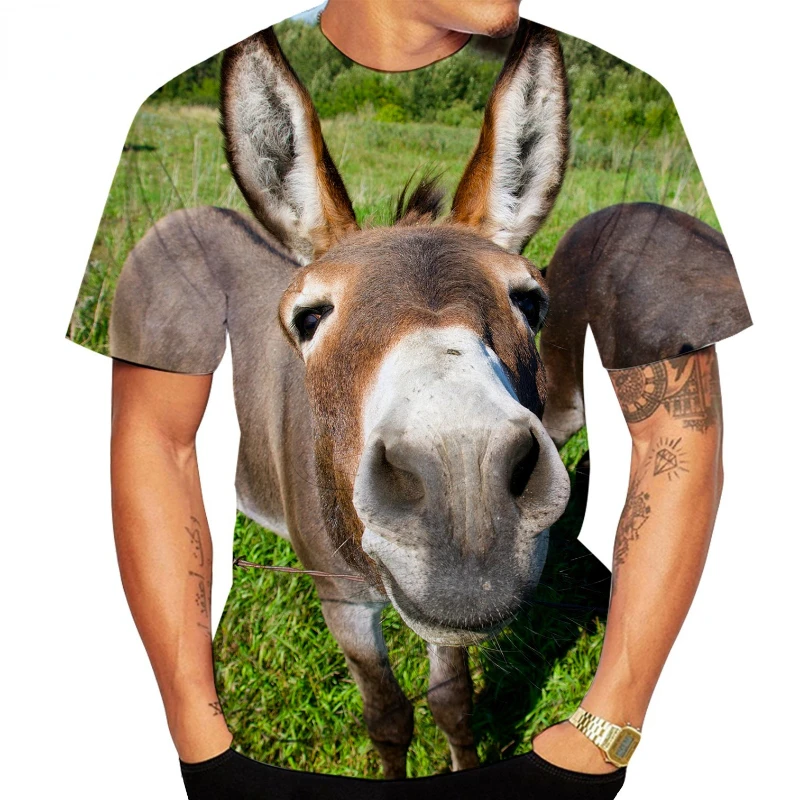 

2023 Hot Creative Donkey Head 3D Print T Shirt Men Women Casual Animal Oversized T-shirt Fashion Hip Hop Fun Harajuku Tees Tops