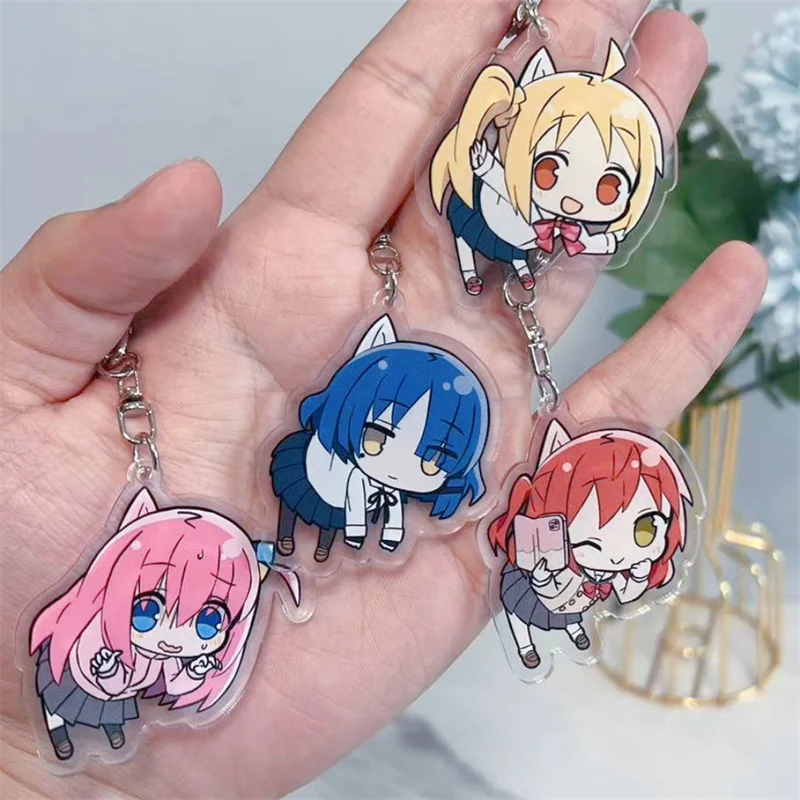 

Cartoon Anime Bocchi The Rock Girls Acrylic Keychain Gotou Hitori Ijichi Nijika Yamada Ryo Kita Ikuyo Figures Pendant Key Chain