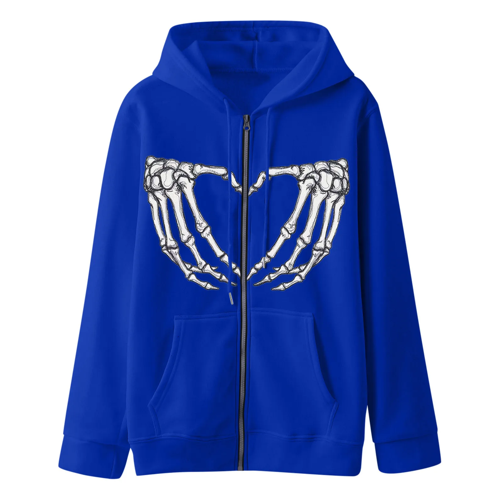 

Y2k Graffiti Skull Hand Heart Print Zip-up Hoodie 90s Streetwear Autumn Punk E-girl Sweatshirt Harajuku Loose Outerwear Coat
