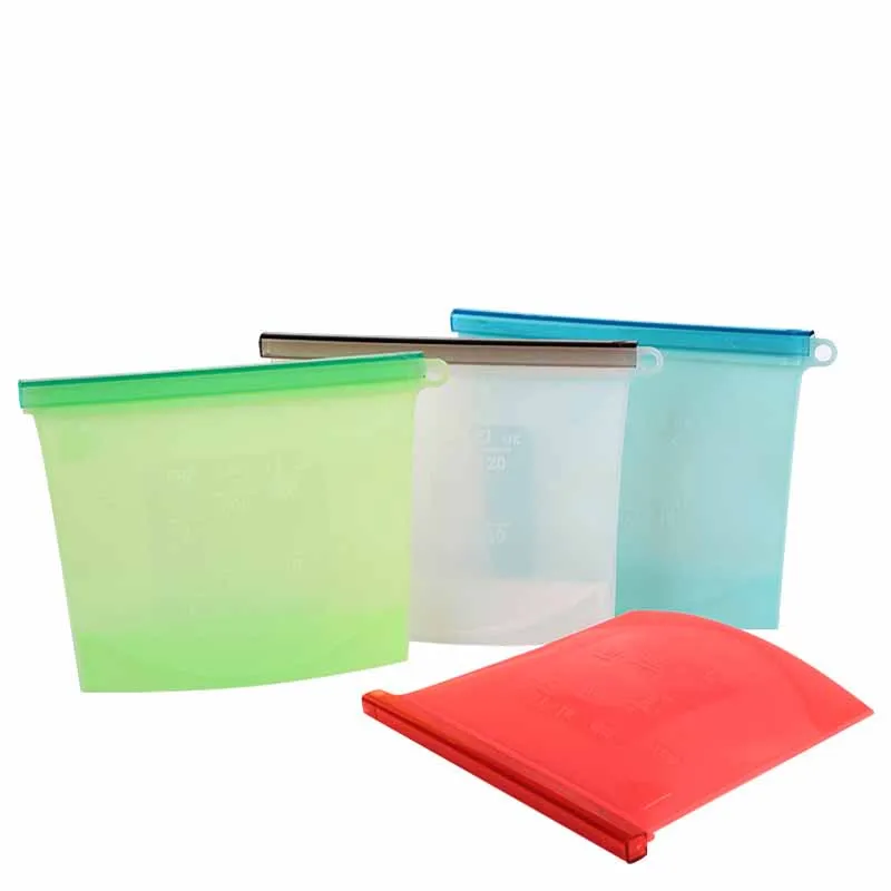 

Reusable Silicone Food Storage Bag Sealing Bag Vegetable Fruit Refrigerator Freshness Bag Leakproof Ziplock Bag Kitchen Supplies