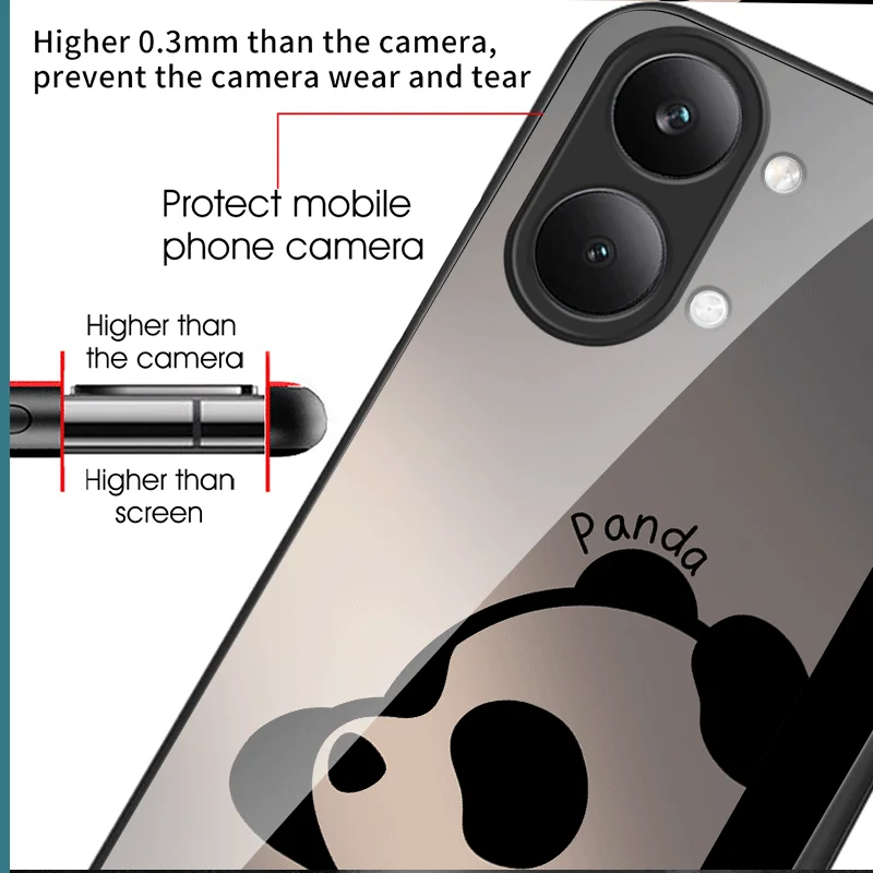 Фото Чехол из закаленного стекла для Xiaomi Poco X8 Max, защитный чехол с рисунком панды, задняя крышка, чехол-футляр №5