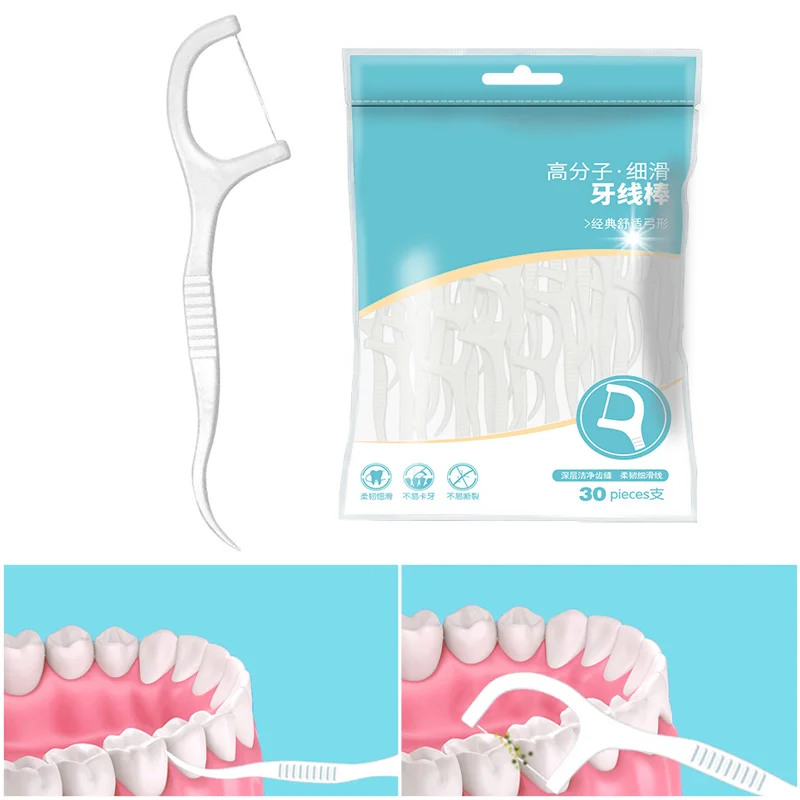 

30pcs Dental Floss Flosser Picks Toothpicks Teeth Stick Tooth Cleaning Interdental Brush Dental Floss Pick Cleaning Tooth
