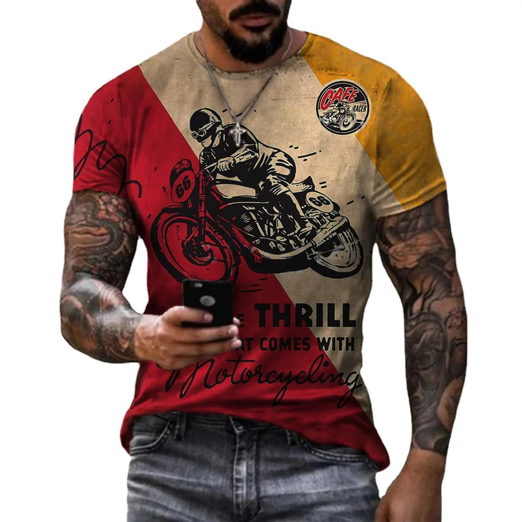 

Vintage Motorcycle T Shirt For Men 3d Moto Men's T Shirt Classic Racing Short Sleeve Oversized Biker Top Tee Shirt Men Camiseta