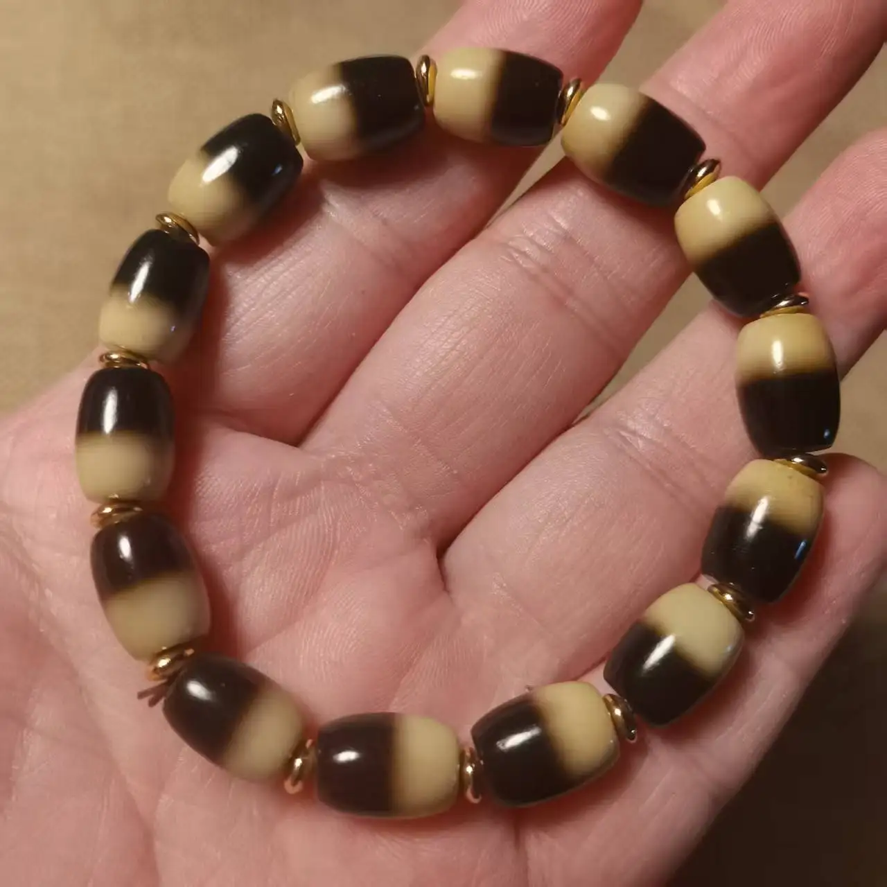 Цвет слоновой кости бусины Дзи браслет полоски тотемы натуральный агат Цзи