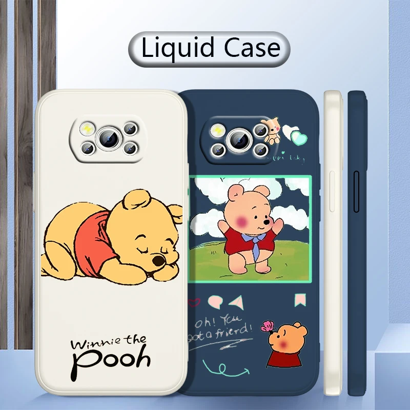 

Winnie the Pooh Cartoon For Xiao POCO F4 M4 X4 X3 F3 M3 C3 F2 X2 F1 GT Pro NFC Liquid Rope Shockproof Phone Case