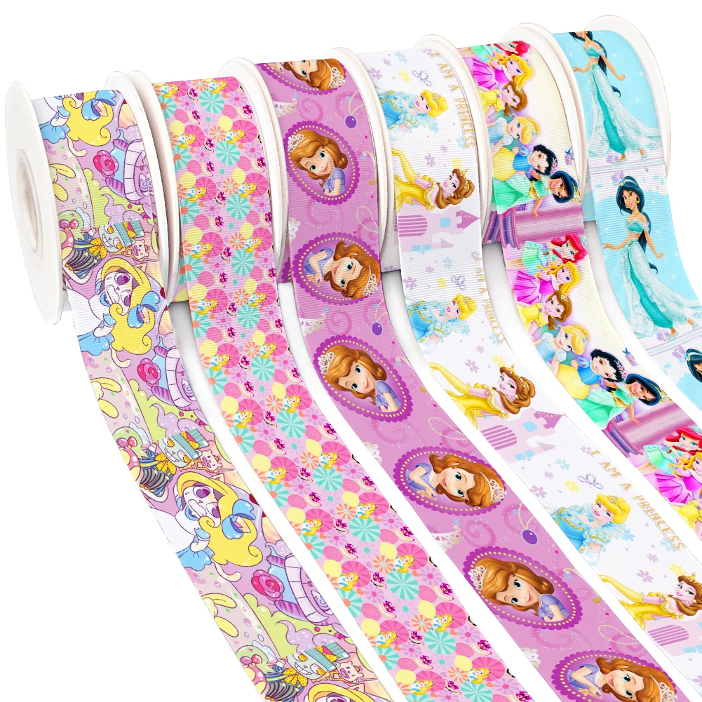 

Hot Sale Disney Alice Snow White Sofia Grosgrain Ribbon for Cheer Bows DIY Girl Headwear Hair Bows 10yards Satin Ribbon