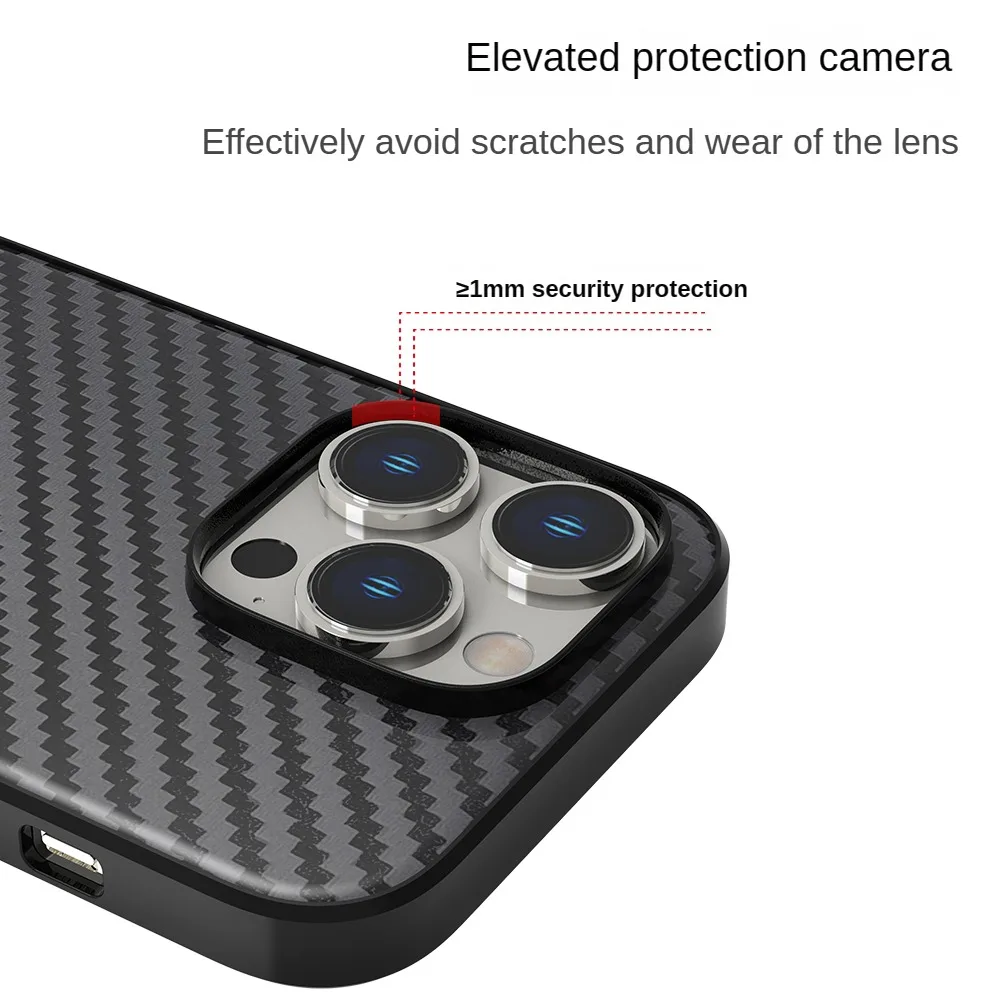For iPhone 14 Pro Max Case Carbon Fiber Texture Ultra Thin Skin-friendly Matte Bracket Holder Shockproof Hard Cover Accessories