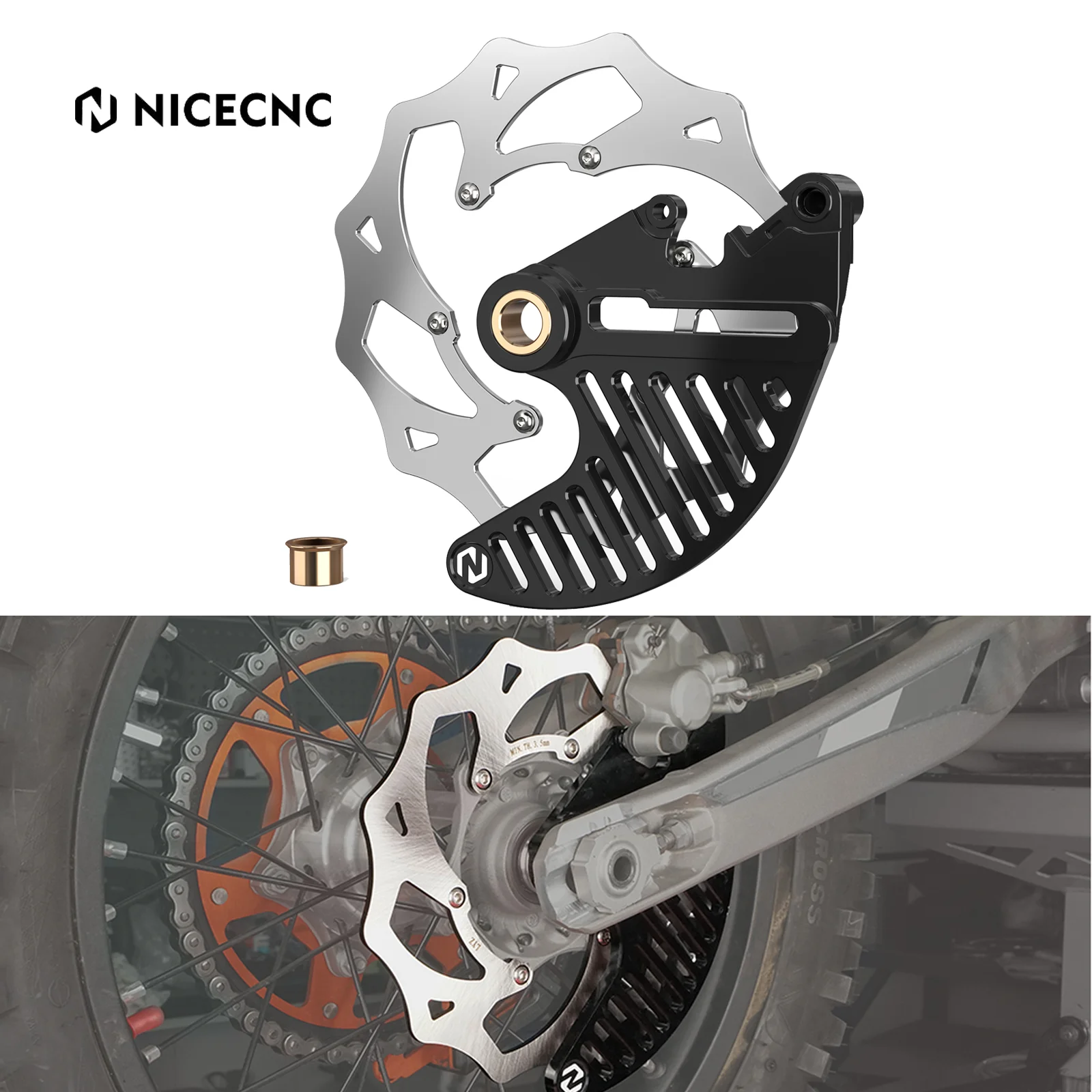 

For Husqvarna TE300 TE250 TE FE 125 250 300 350 400 450 501 2014-2021 TC FC TX FX 2014-2023 240mm Oversized Rear Brake Rotor Kit