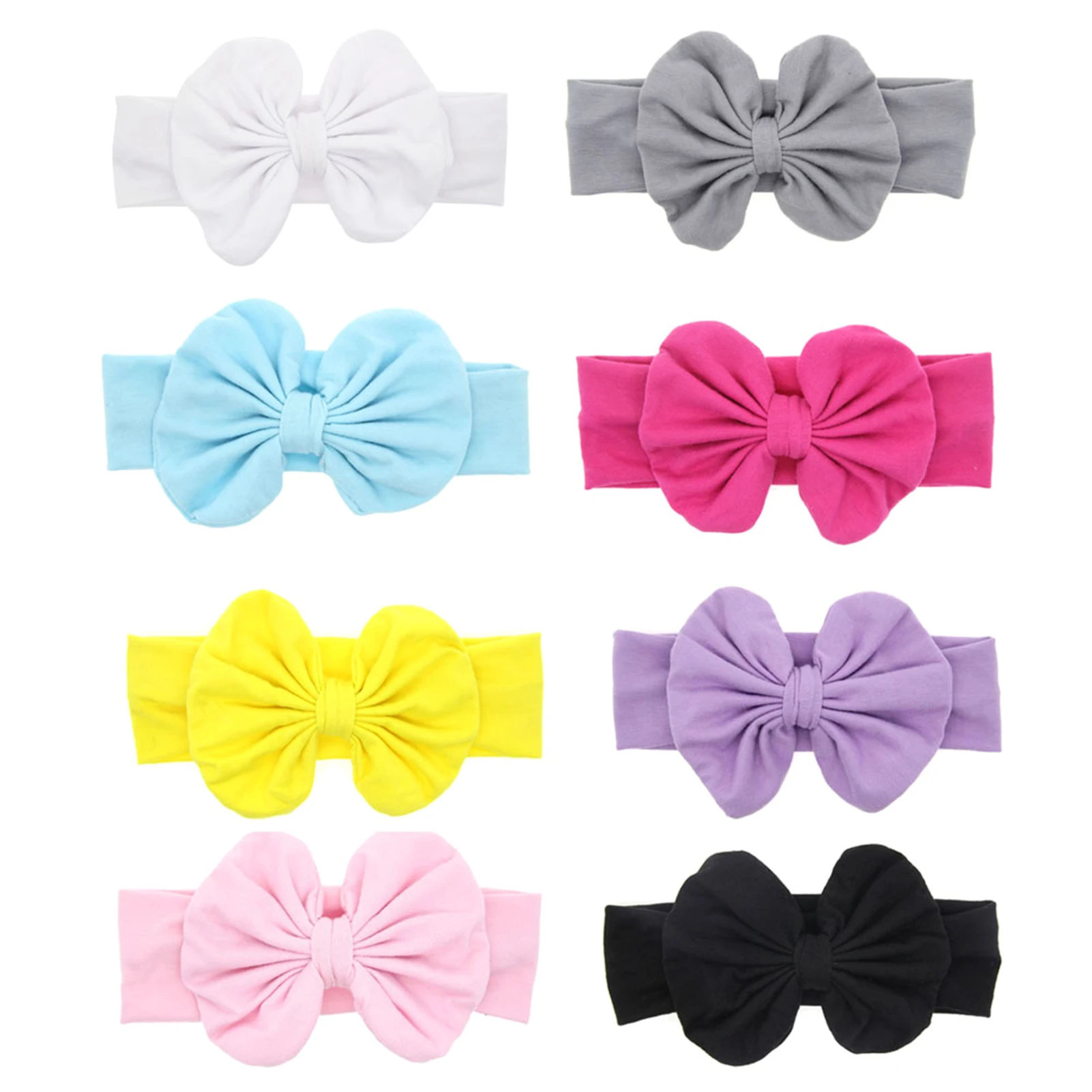 

8pcs Girl Gift Party Dress Up Cute Bowknot Birthday Solid Elastic Photography Baby Headband Hair Band Headwrap Photo Prop Daily