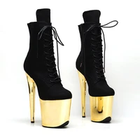leecabe 20cm8inches suede upper with gold color pole dancing platform pole dance boots