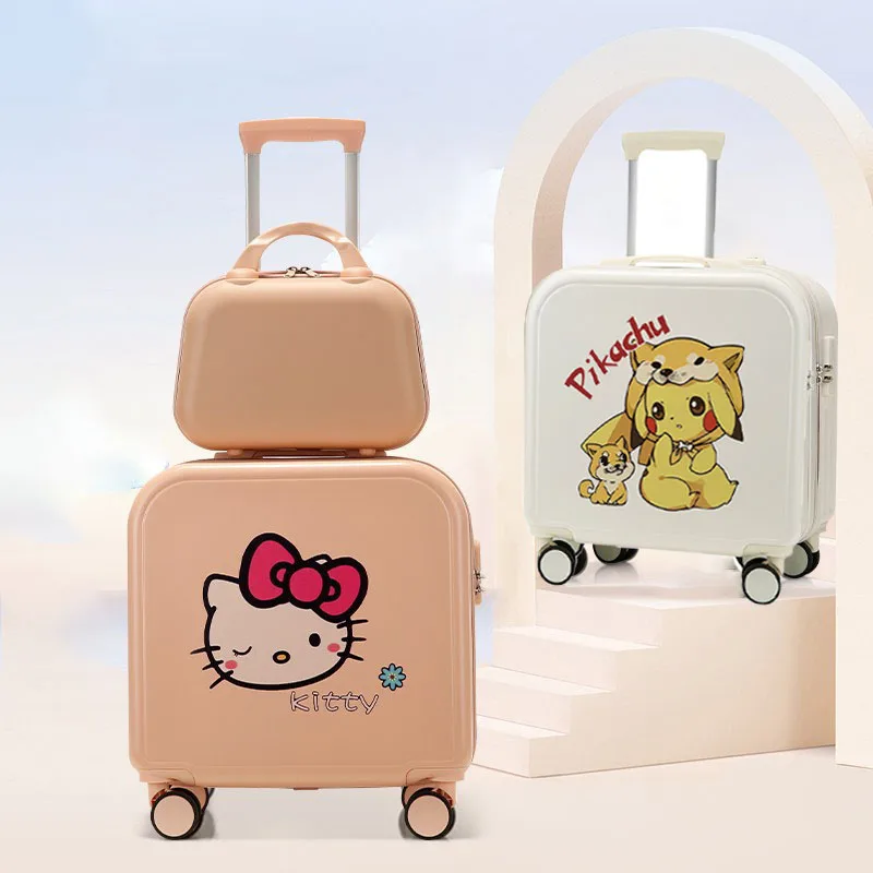 

Hello Kitty Sanrio 20 18 Inch Cabin PC Aluminum Rolling Spinner Wheel Kawaii Anime Trolley Women's Handbag Cabin Travel Bag