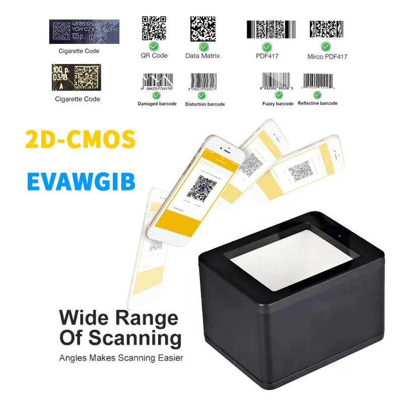 

Штрих-код сканері 2D жан-жал қты жұмыс автоматты зондтау деректер цасын оқу і у і usb1DQR коды EVAWGIB