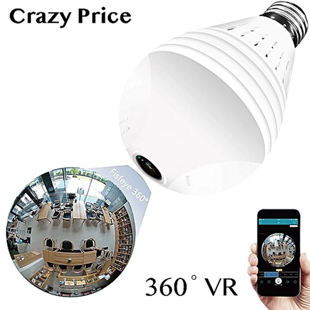 

Panoramic Bulb Light mini Camera HD 960P 360 Degree Fisheye Wifi Wireless CCTV LED hidden Light lamp IP P2P Home Security cam