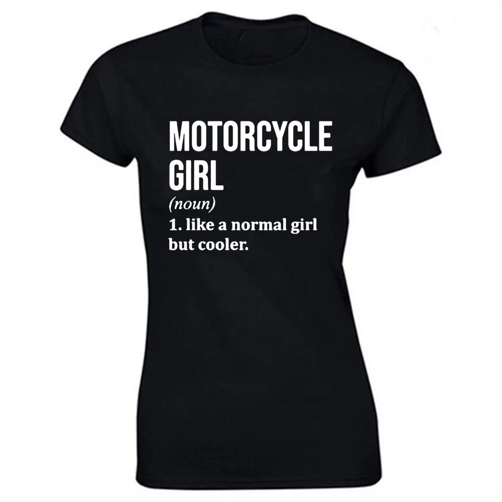 

Motorcycle Girl Print Cotton Casual Tshirt Women Funny T Shirt for Lady Streetwear Regular Top Tee
