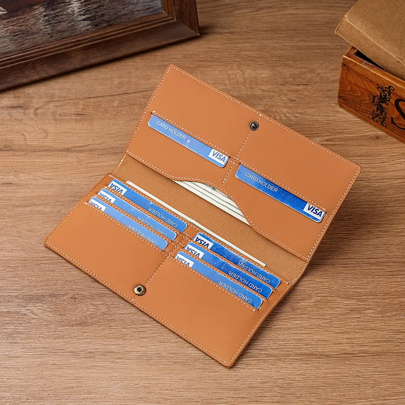 Мужские винтажные длинные кошельки из натуральной кожи для чековой книги