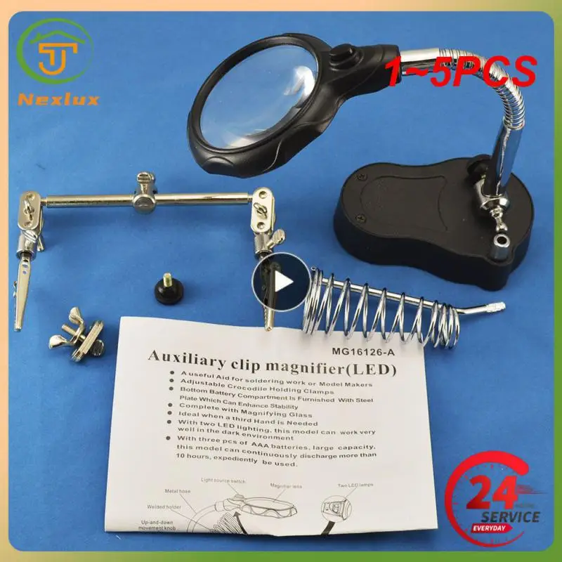 

1~5PCS Clamp Soldering Iron Stand Helping Hands Magnifying Glass Magnifier Welding Equipment Electronic Component Repair Tools