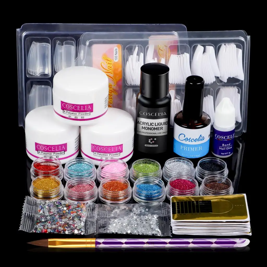 

COSCELIA All For Manicure Acrylic Nail Kit Tools Acrylic Powder Liquid Glitter For Nails Supplies For Professionals Manicure Kit