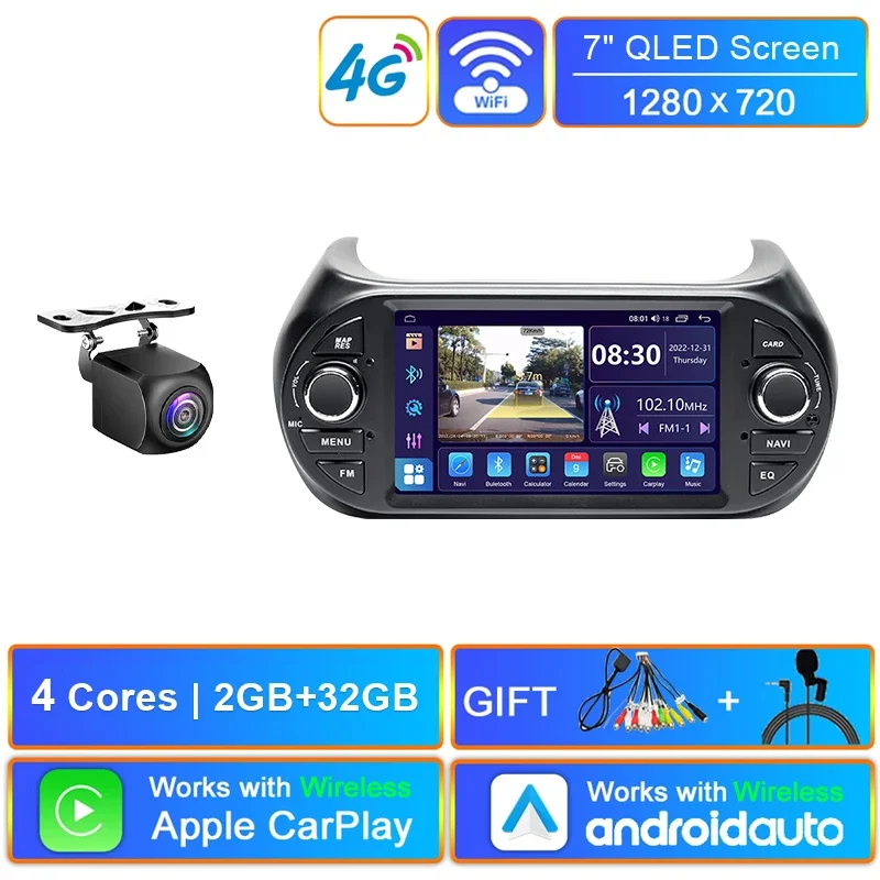 

Автомагнитола для Fiat Fiorino /Citroen Nemo / Peugeot Bipper Android 10 4G WIFI 8Core 8 128 ГБ Carplay Android Авто DSP GPS