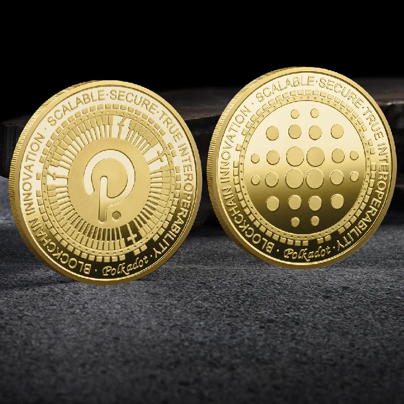 Золотая криптовалюта Polkadot DOT брелок для ключей монета кольца криптовалюты