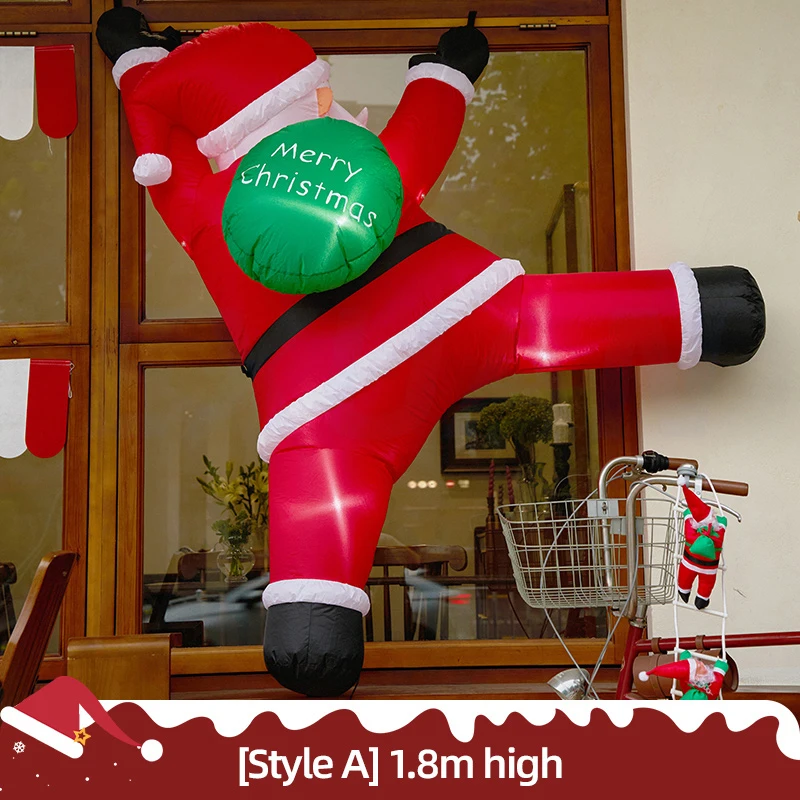 

2m/3m Christmas Inflatable Hanging Santa Claus Climbing Store Theme Scene Layout Props With LED Lights Outdoor Toys
