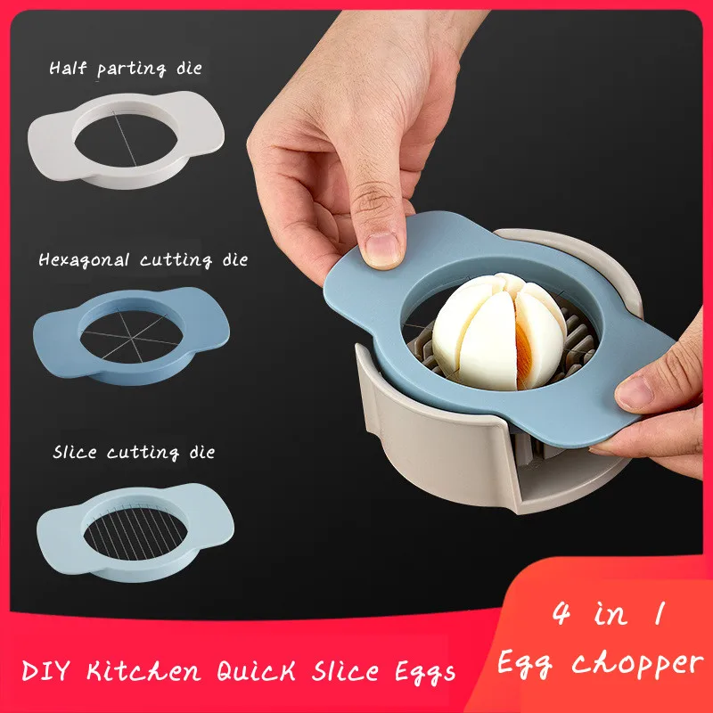 

Multi-function Egg Cutter Cut Preserved Eggs Slicing Artifact 4-in-1 Fancy Splitter Egg Slicer Stainless Steel Wire Egg Cutter