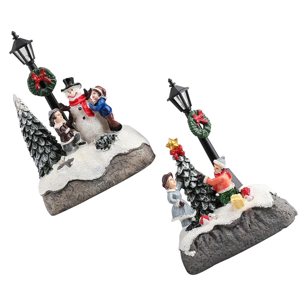 

Christmas Statue Village Santa Figurine Fireplace Centerpieces Table Small Figurines Scene Street Lamphouses Town Funny Snow