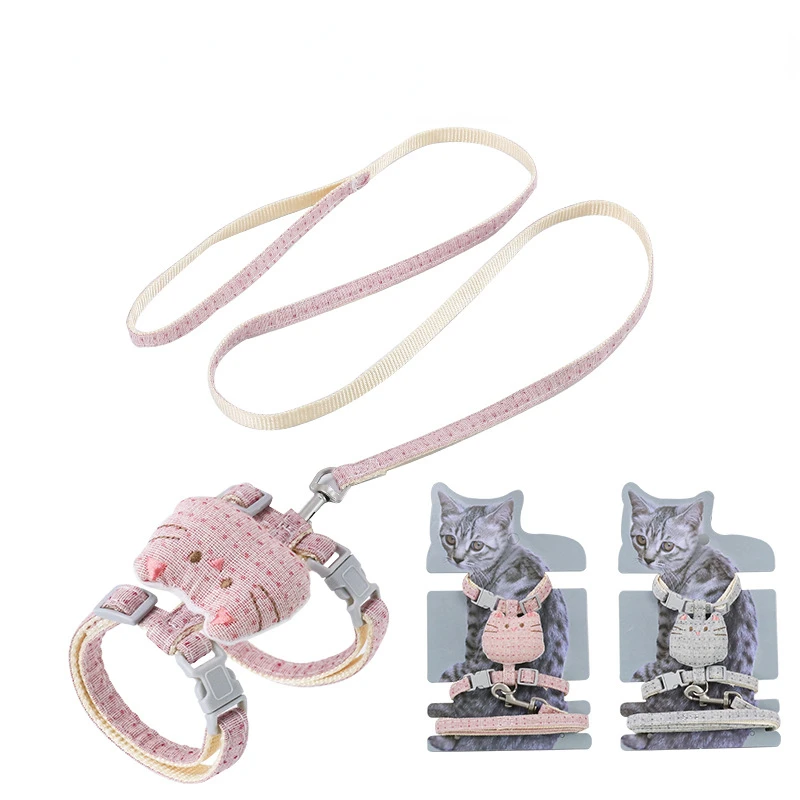

Pet Chest Straps Cute Cat Head Cat Traction Rope Anti Break Adjustable Cat Lead Rope Pet Outdoor Cat Walking Rope Pet Supplies