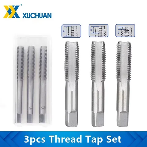 Набор ручных метчиков xcan, 3 шт., HSS, метрический, M2/M2.5/M3/M3.5/M4/M5/M6/M8/M10/M12