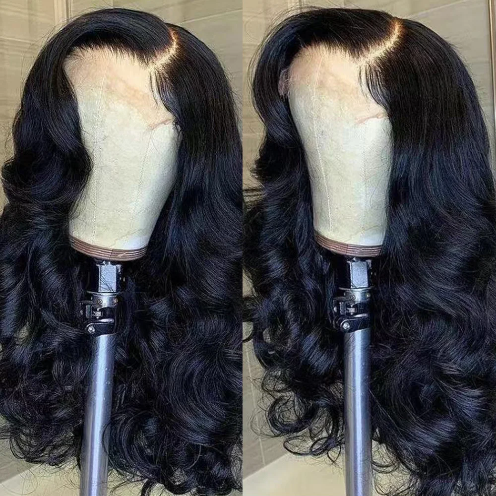 

Парик черный длинный синтетический на сетке спереди парик термостойкие волосы тело волнистые парики натуральные для белых женщин Косплей ...