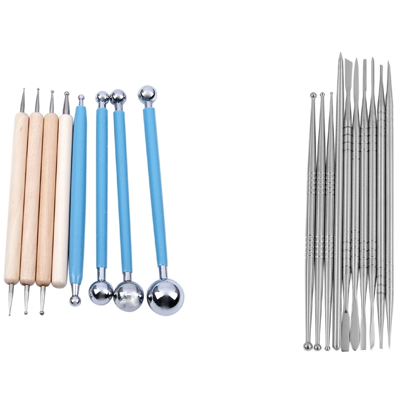 

1 Set Ball Stylus Dotting Tools For Clay Pottery Ceramics Doll & 10Pcs Clay Sculpture Engrave Tools