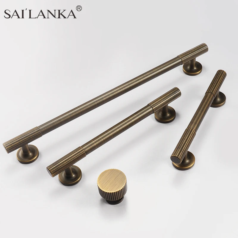 

Furniture Handles Modern Straight Grain Antique Brass Kitchen Cabinet Storage Cupboard Wardrobe Dresser Shoe Box Drawer Knobs