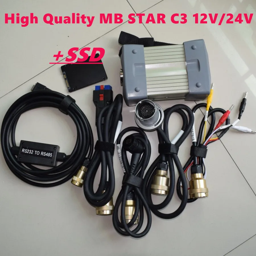 muj MB Star C3 SD Connect z pełnym oprogramowaniem Pro Multiplekser obsługuje skaner diagnostyczny 12V i 24V do samochodów osobowych ciężarowych