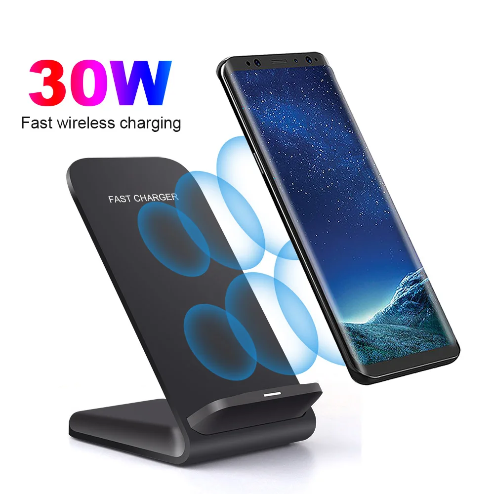 

30W Fast Wireless Charger for Samsung S22 S21 Quick Charging Stand For iPhone 14 13 12 11 Pro Max XS XR X 8 Plus Xiaomi 11