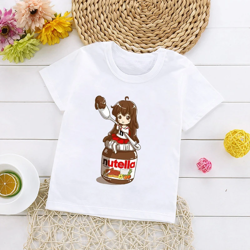 

2022 Summer New Fashion Nutella Graphic Printed Kids Tshirts Short Sleeve Children T-shirt Boys Girls Harajuku Casual Tops Tee