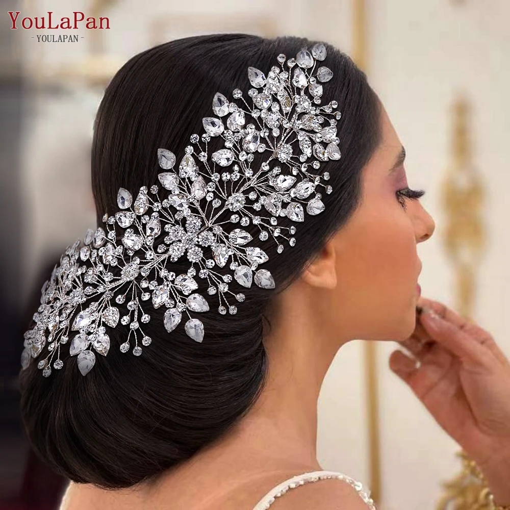

YouLaPan Shiny Rhinestone Headband for Bride Wedding Hair Accessories Ornament Bridal Tiara Handmade Woman Headpiece HP540