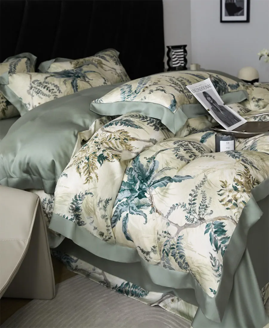 Европейский Винтажный Комплект постельного белья в стиле барокко синего цвета