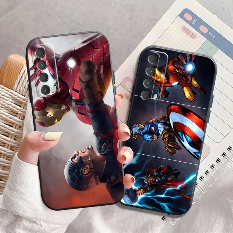 

Popular Marvel Phone Case For Huawei Y7S Y9A Y6 2019 Y7P 2020 Y8S Y7 2019 Y9 2019 Silicone Cover Coque Soft Black