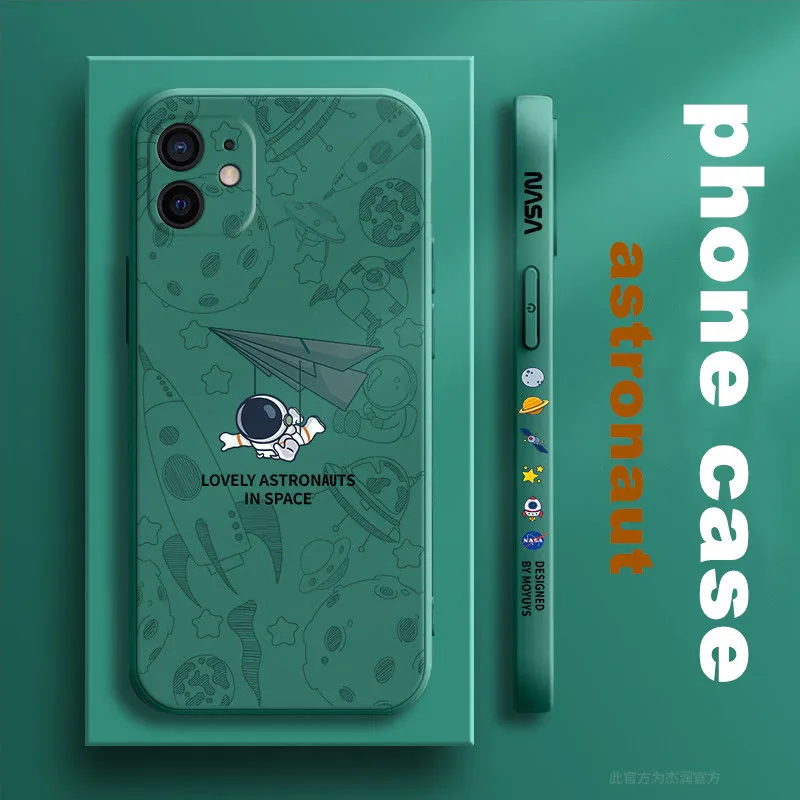 

For IPhone 13 Mini 12 11 13 Pro Max XS XR X 8 7 Plus 2022 Creative Astronaut Silicone Case for Girls Full Coverage Iphone