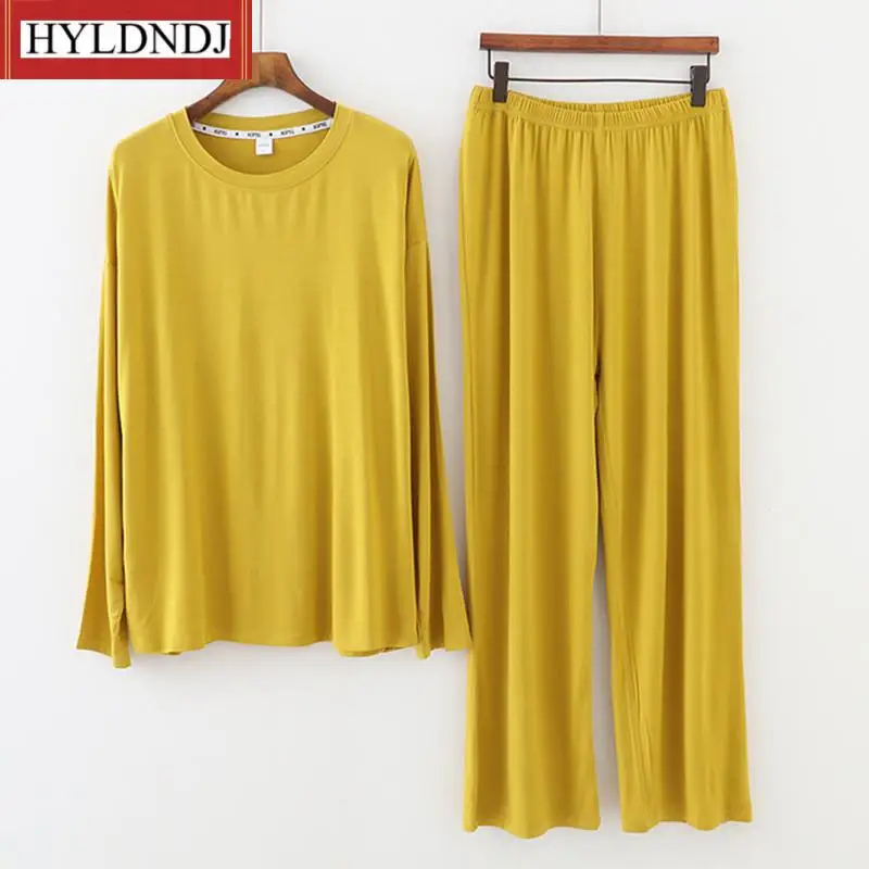 New Long Sleeve Trousers Homewear Suit Fdfklak Korean Casual Pijamas Women Modal Cotton Sleepwear Pajama Sets