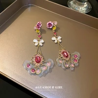 hanging earrings long tassel earrings feminine temperament flower rhinestone s925 silver needle 2022 new fashion jewelry
