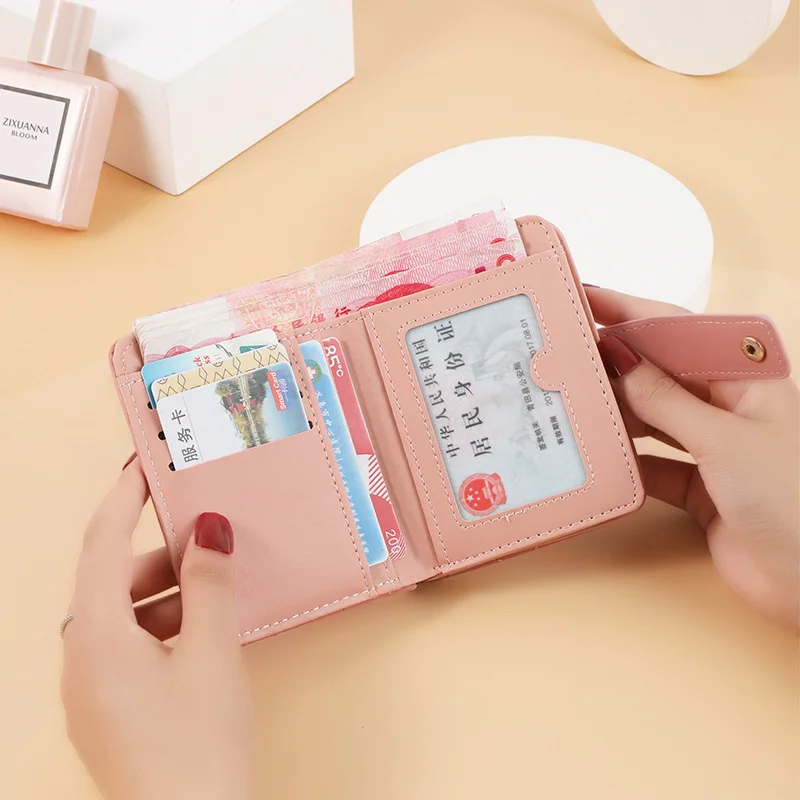 Wallet women's short Korean version simple Lingge zipper buckle wallet multi card slot large capacity zero wallet