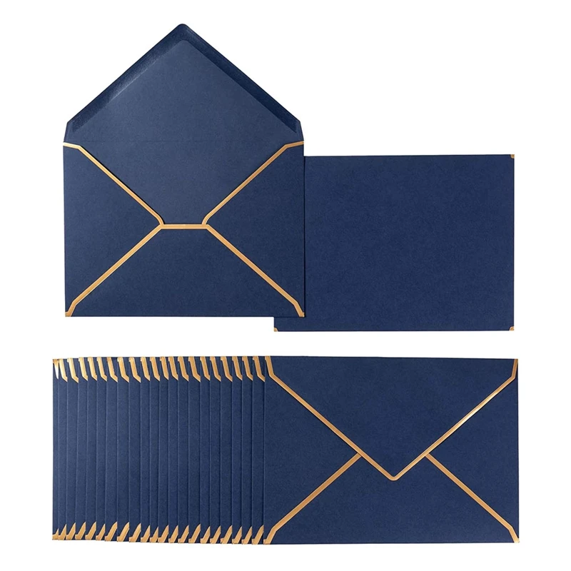 

100 Pack A7 Envelopes 5 X 7 Card Envelopes V Flap Envelopes With Gold Borders For Gift Cards, Invitations
