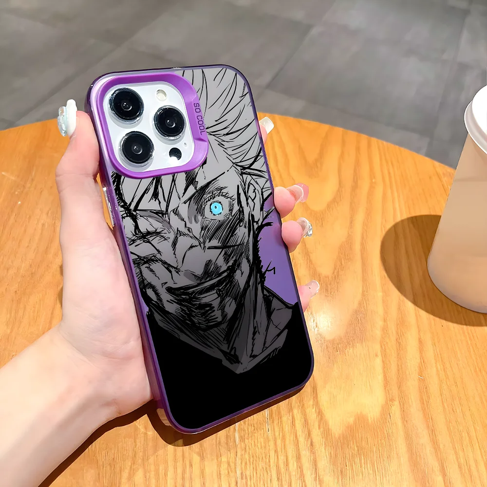 Модный чехол для телефона J-Jujutsu Kaisen Gojo iPhone 16 15 14 13 12 11 Pro Max черный фиолетовый