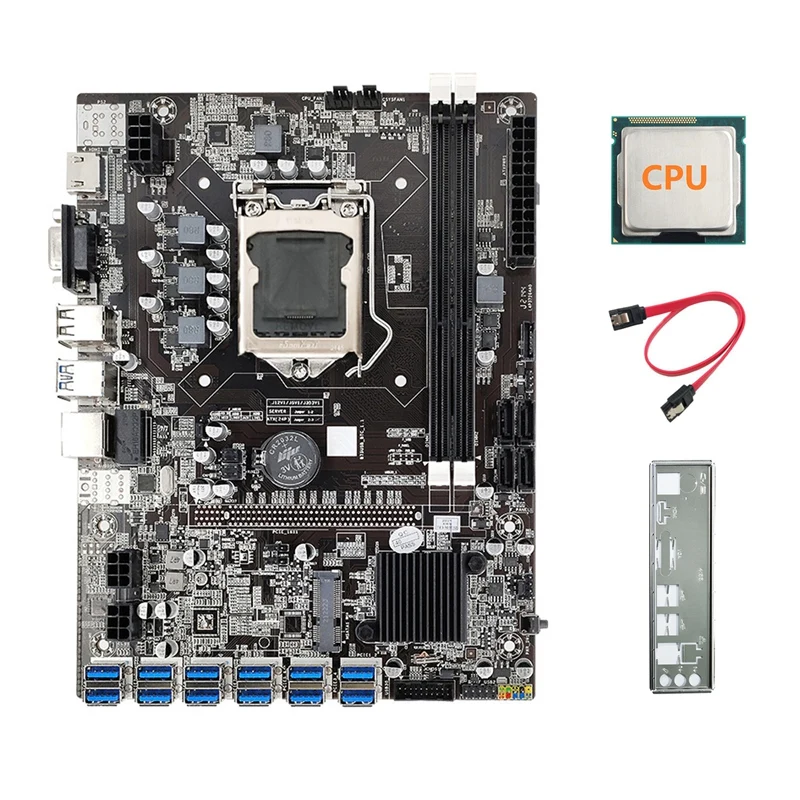 Материнская плата B75 USB ETH для майнинга + ЦП перегородка кабель SATA 12xpcie на USB3.0 DDR3 MSATA
