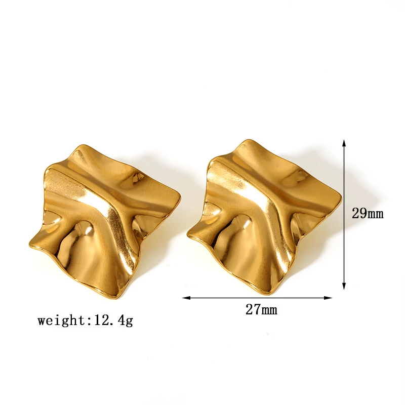 Yori модные металлические плиссированные серьги-гвоздики из нержавеющей стали