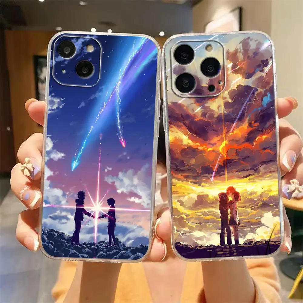 

Funda Coque Clear Case for iClear Apple 14 13 12 11 SE X XR XS 8 7 6 6S Pro Mini Max Plus Case Capa Para Yinuoda Anime Your Name