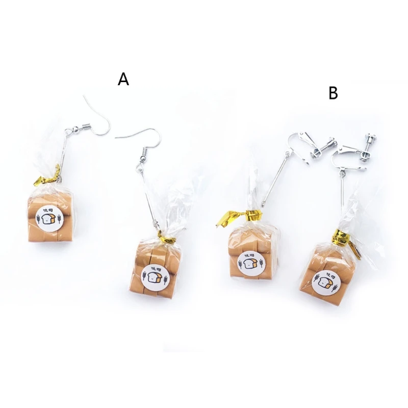

Bread Toast Drop Earrings on Silver Hooks Multicolors Gradient Alloy Earrings