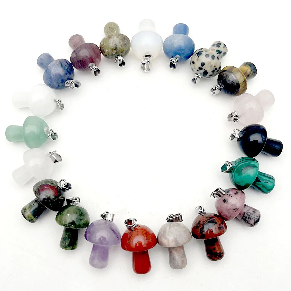 1 шт. 2 см мини-подвеска в виде гриба ожерелье из натурального камня с кристаллами